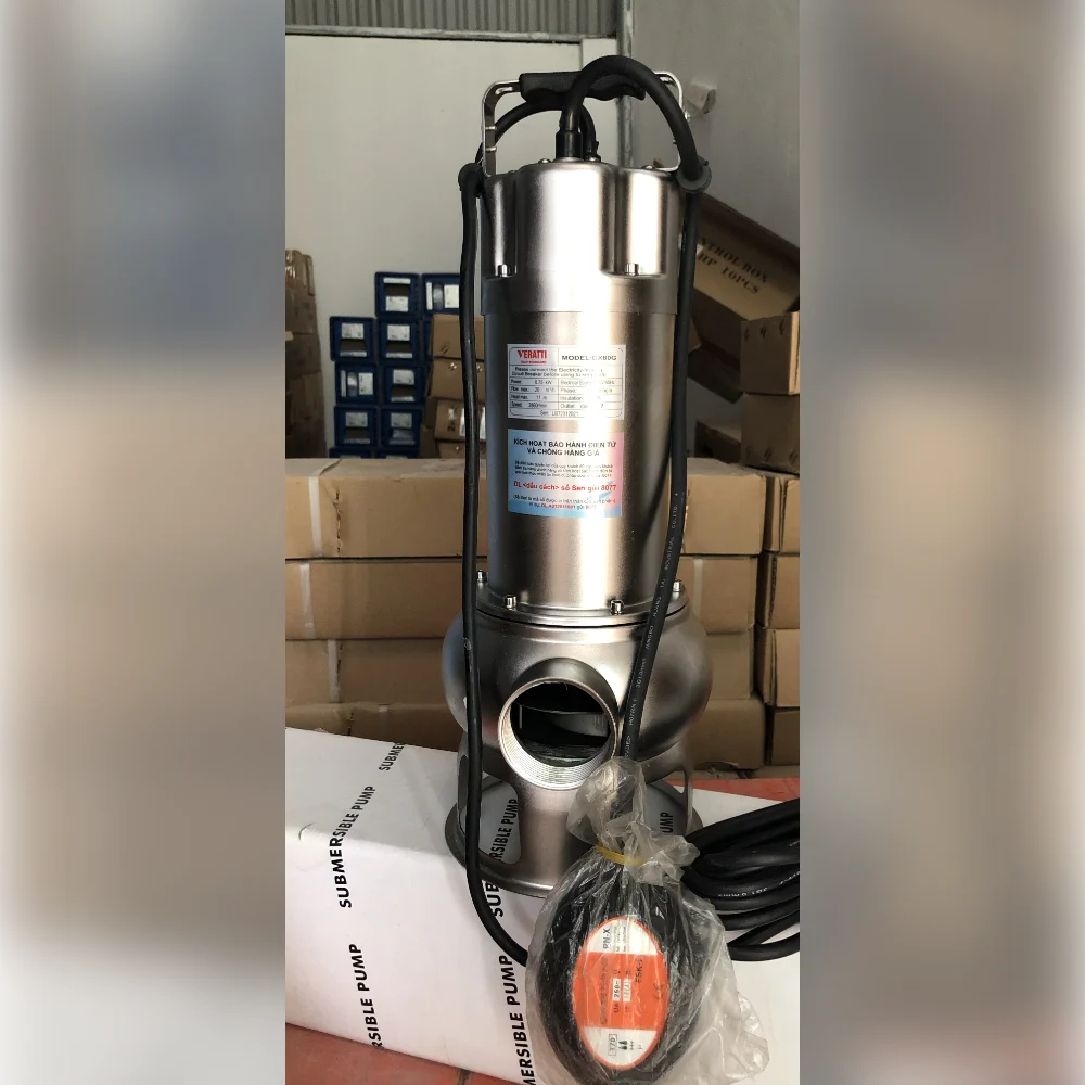 Bơm chìm nước thải inox Veratti VX80G 0,75kW 220V – có phao