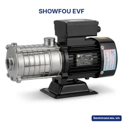 Bơm trục ngang đa tầng cánh inox Showfou EVF – thân bơm inox, động cơ đen, đế gang