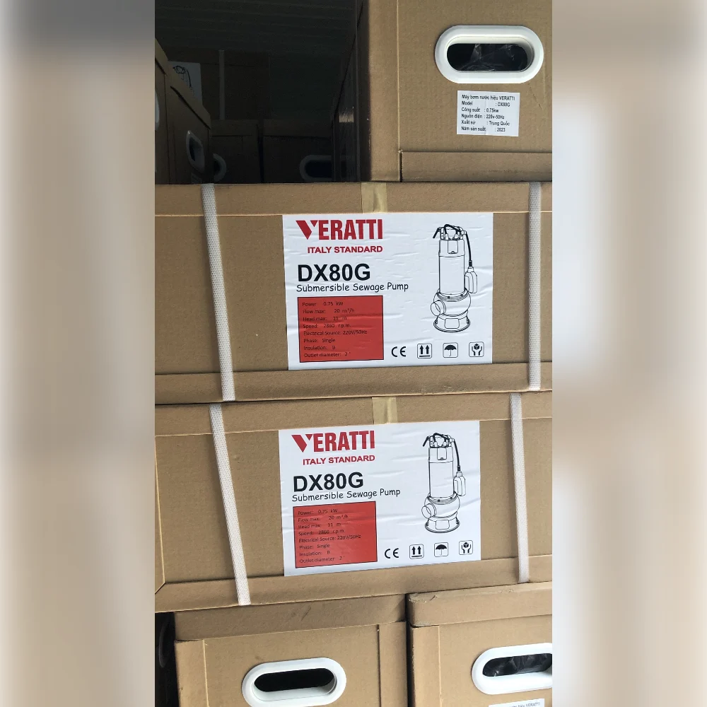 Thùng đóng gói bơm chìm nước thải Veratti VX80G (mã cũ DX80G)